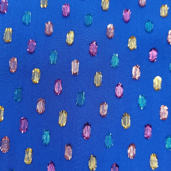 $118 NEW LILLY PULITZER Florin Sleeveless Silk Top Iris Blue Dotted Metallic XXS - Picture 4 of 6